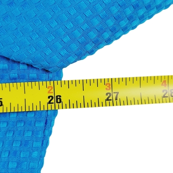 Kasper Blazer Size 20 Blue Open Front Zip Pockets Textured Slit Cuffs Mock Neck - Picture 9 of 11